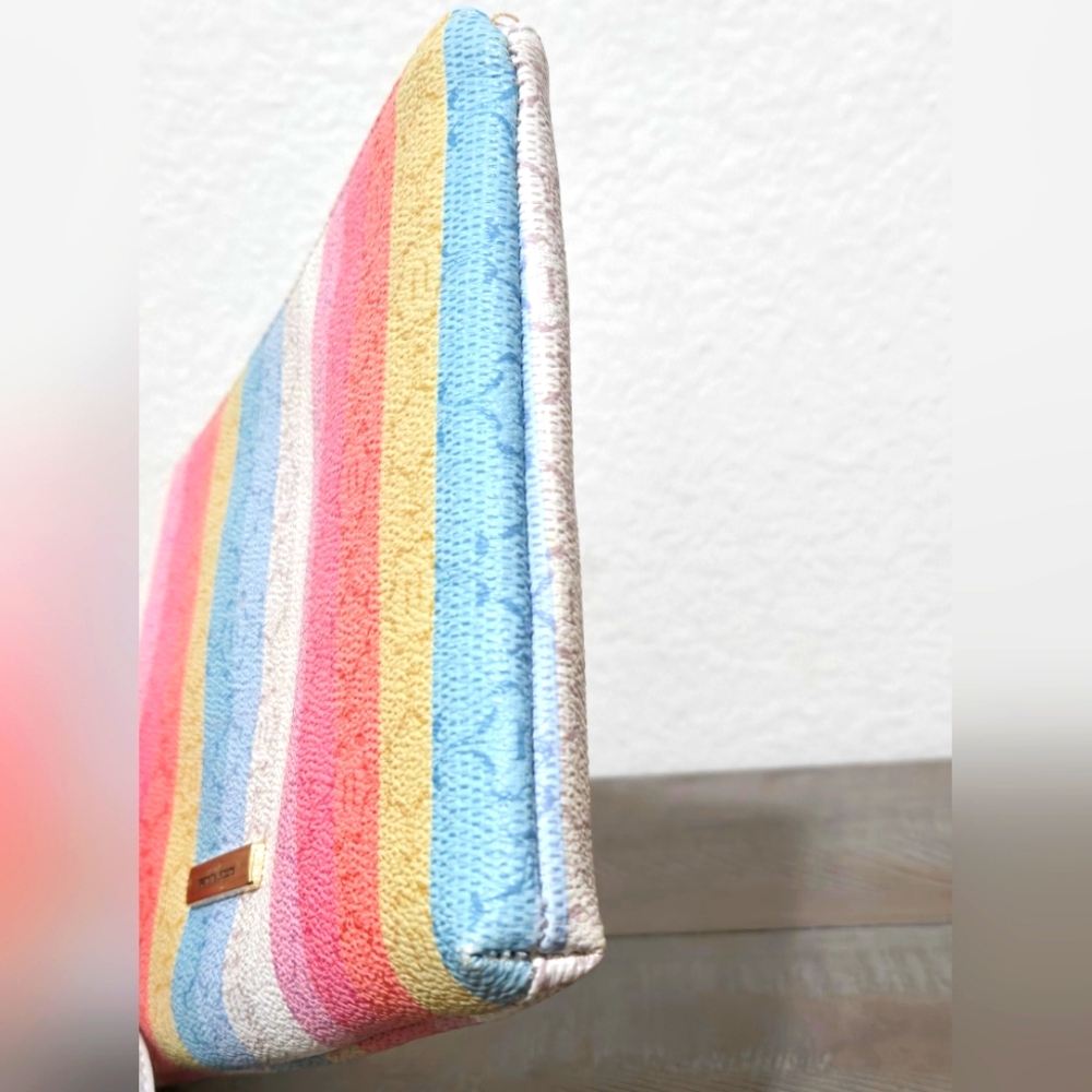 Nanette Lepore Wristlet Logo Summer Stripe Multi Pastel Colors Pouch Wallet - Picture 4 of 15